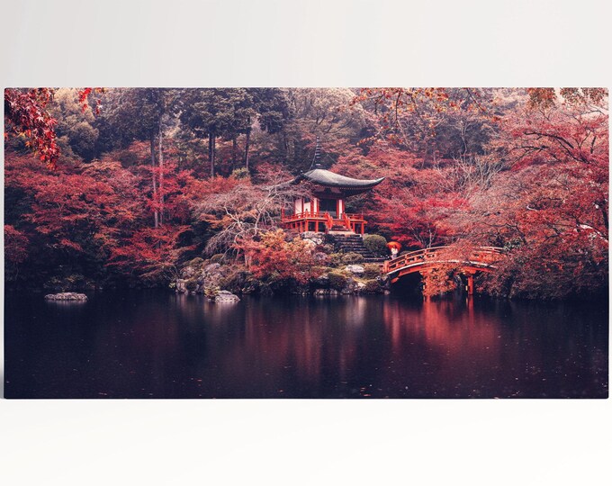 Daigoji Temple Japan in Autumn Canvas Wall Art Eco Leather Print, Made in Italy!