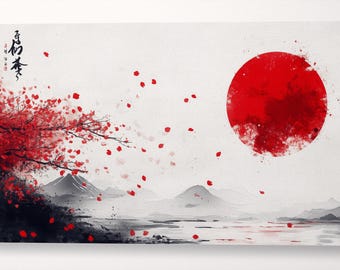 【希少★美品】350G THE ART OF PUTTING 33NEWPORT Season of Strength Red Japanese Ink Elegance Wall Art Canvas Eco