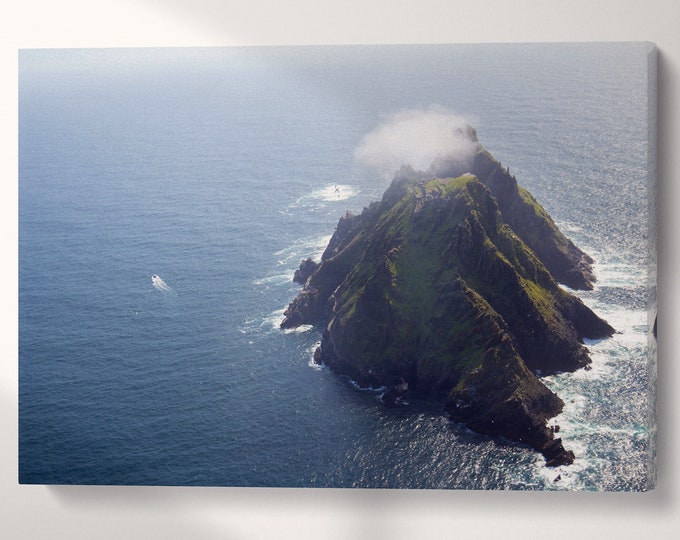 Skellig Michael Ireland Wall Art Canvas Eco Leather Print, Made in Italy!