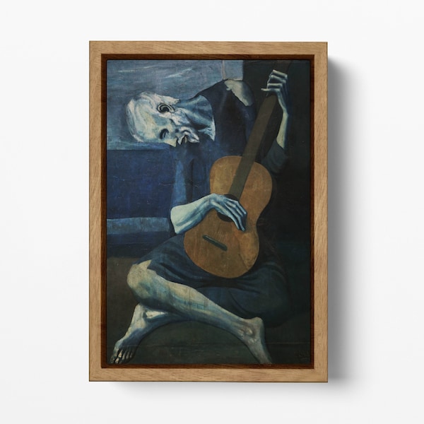 Le vieux guitariste Pablo Picasso Canvas Eco Lather Reproduction Print, Made in Italy!