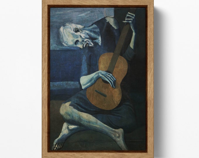 The Old Guitarist Pablo Picasso Canvas Eco Lather Reproduction Print, Made in Italy!