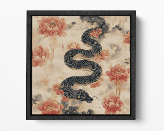 Serpent of Legends: The Celestial Guardian Canvas Wall Art Framed Print