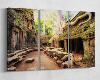 Angkor Wat Temple Print: Khmer Buddhist Art on Vegan Leather