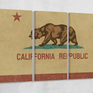 Grunge California Flag Leather Print/California Republic Canvas/Large California Flag/Large Wall Art/Made in Italy/Better than Canvas!