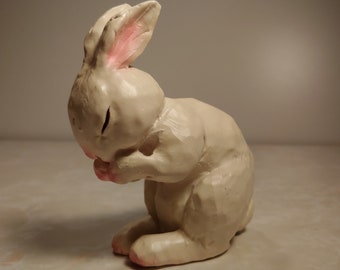 Clay White Rabbit | Etsy
