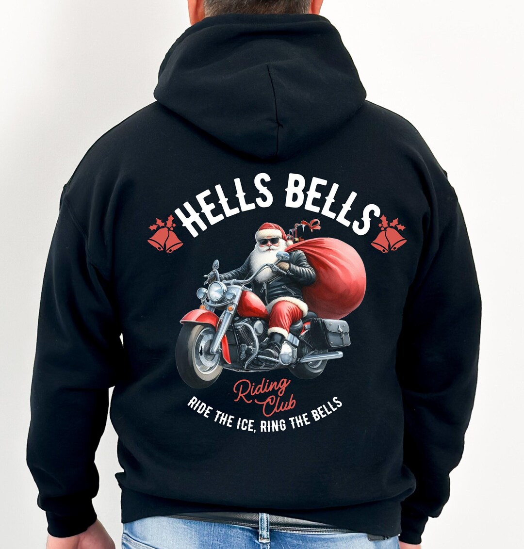 Motorcycle Santa Christmas Back Print Hoodie Biker Santa Motorcycle