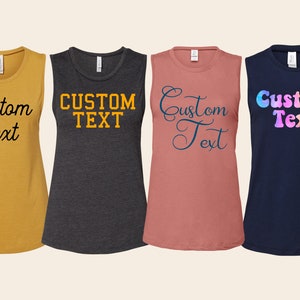 Ladies Custom Muscle Tank, Personalized Tank Tops for Women, Custom Workout Tank, Custom Gym Shirt for Her, Womens Muscle Tee, Gift for Her