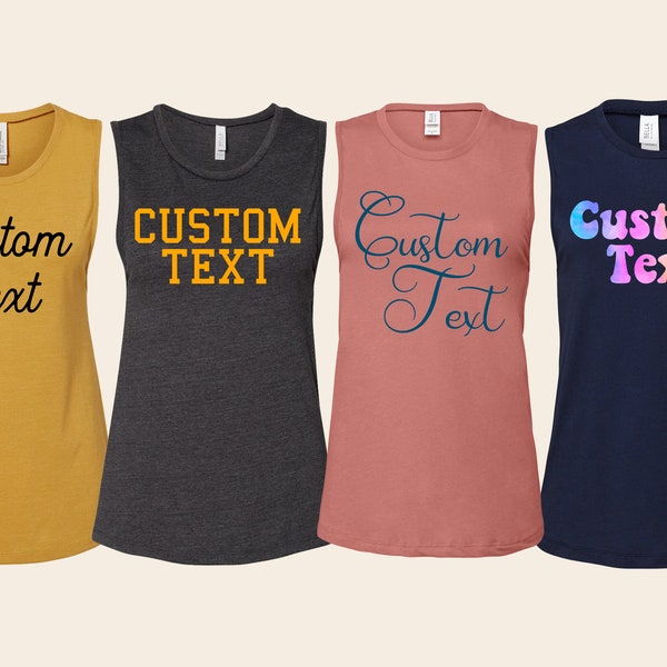 Ladies Custom Muscle Tank, Personalized Tank Tops for Women, Custom Workout Tank, Custom Gym Shirt for Her, Womens Muscle Tee, Gift for Her