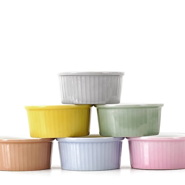 Set Of Six German ROSENTHAL Vintage 1950s Mid Century Pastel Ceramic Dining Ramekins Ramekin Dishes Excellent Condition