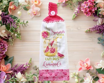 Summer Hanging hand towel, Crochet Top Summer Towel