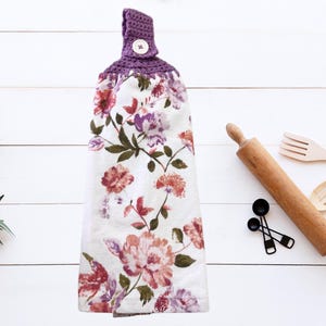 Spring Hanging Kitchen Towel with Crocheted Top