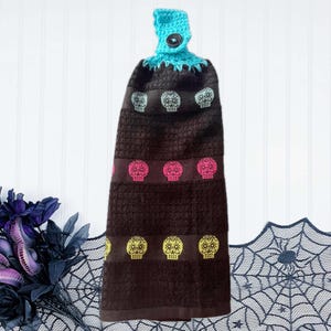 Double Layer Sugar Skull Halloween Hand Towel | Colorful 100% Cotton Design
