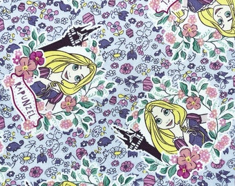 Tissu Disney Princesses Raiponce, Fleurs Fabriqué au Japon