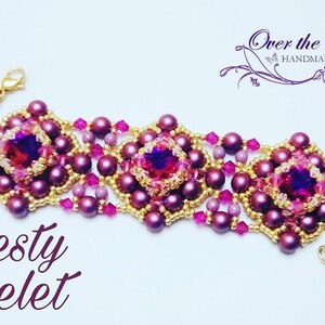 Bracelet tutorial with bicone and pearls, PDF pattern majesty bracelet beading tutorial image 5