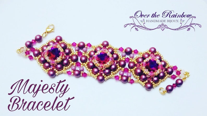 Bracelet tutorial with bicone and pearls, PDF pattern majesty bracelet beading tutorial image 5