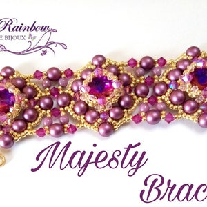 Bracelet tutorial with bicone and pearls, PDF pattern majesty bracelet beading tutorial image 3