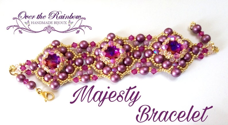 Bracelet tutorial with bicone and pearls, PDF pattern majesty bracelet beading tutorial image 3