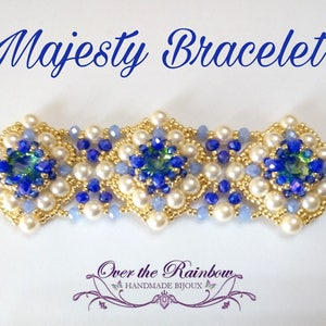 Bracelet tutorial with bicone and pearls, PDF pattern majesty bracelet beading tutorial image 4