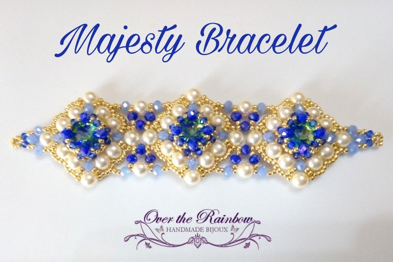 Bracelet tutorial with bicone and pearls, PDF pattern majesty bracelet beading tutorial image 4