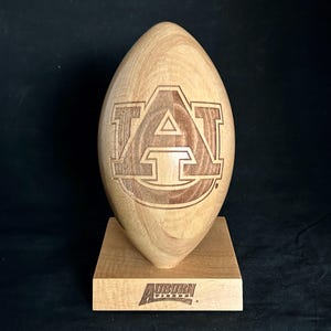 Auburn Tigers NCAA Maplewood Football | Laser Engraved Solid Wood Collectible by Grid Works | Gift for Fans, Alumni & Graduates