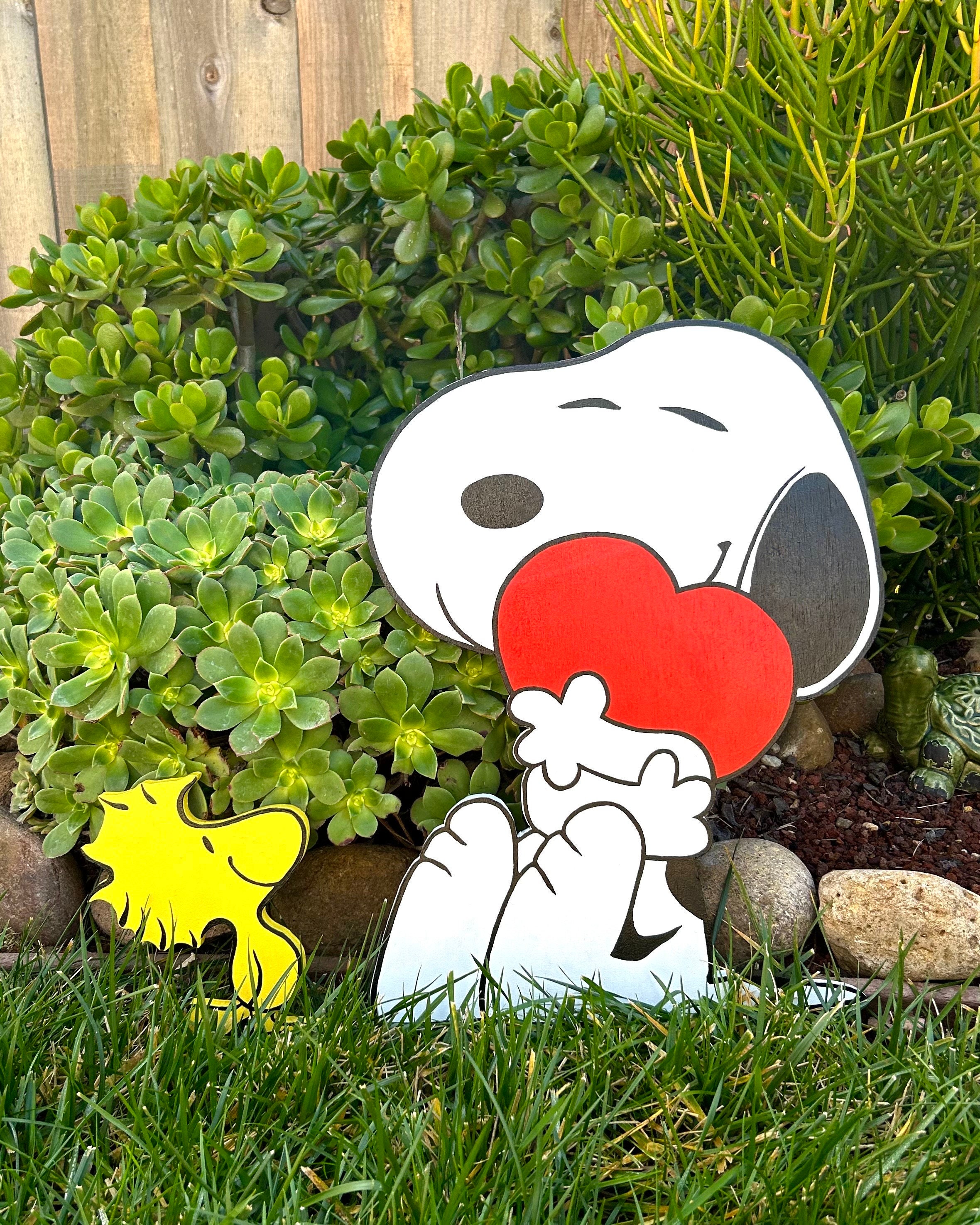  Foto zu 2-seitiger 18 Valentinstag Snoopy & 7 Woodstock Hugging Heart Lawn 