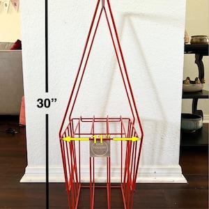 Vintage Orange Tennis Ball Hopper Caddy – 90s Metal Wire Basket – Excellent Condition, Stands Upright, Holds Many Balls
