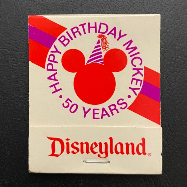 1978 Disneyland Streichholzbrief Micky Maus 50.Geburtstag ungebraucht