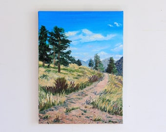 Colorado Mountain landscape landscape painting travel gift hiking art original painting, pine trees landscape cabin art farmhouse decor