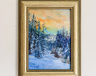Print of Winter Pines  pine tree snow winter landscape pine trees art print winter snow landscape snowy art sunset landscape
