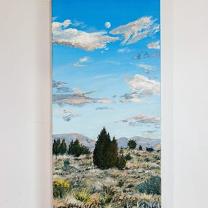 New Mexico landscape art, oil painting, southwest art Santa Fe home decor desert landscape