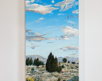 New Mexico landscape art, oil painting, southwest art Santa Fe home decor desert landscape