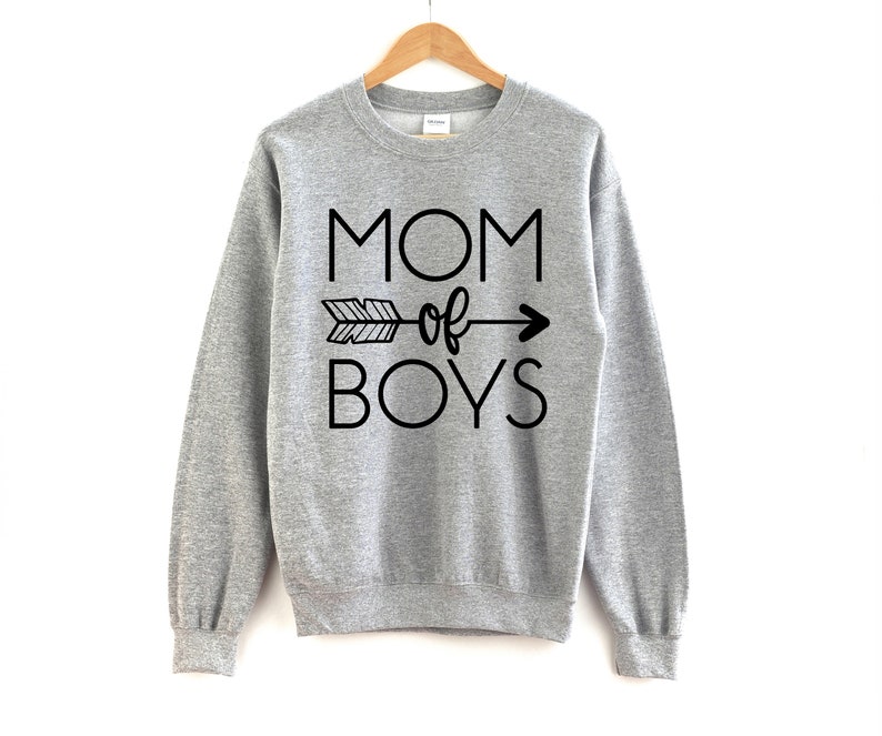 Grey Sweat Shirt Mom of Three Shirt Boy Mom Crewneck Mom of Two Gift Available in 4 Colors Gift for Mom Mom of Boys Sweatshirt