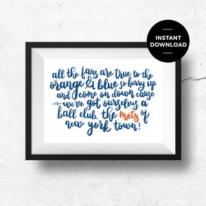 New York Mets Custom Digital Calligraphy (Instant Download Printable Art)