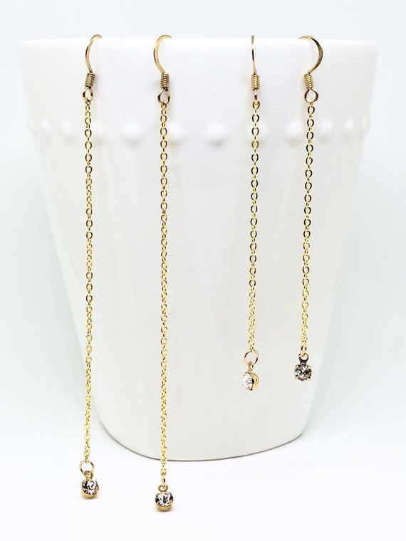 crystal long drop earrings