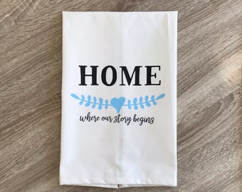 HOME - Kitchen Tea Towel / Dish Towel | cotton towel, kitchen decor, family, housewarming gift, couple gift, where our store begins