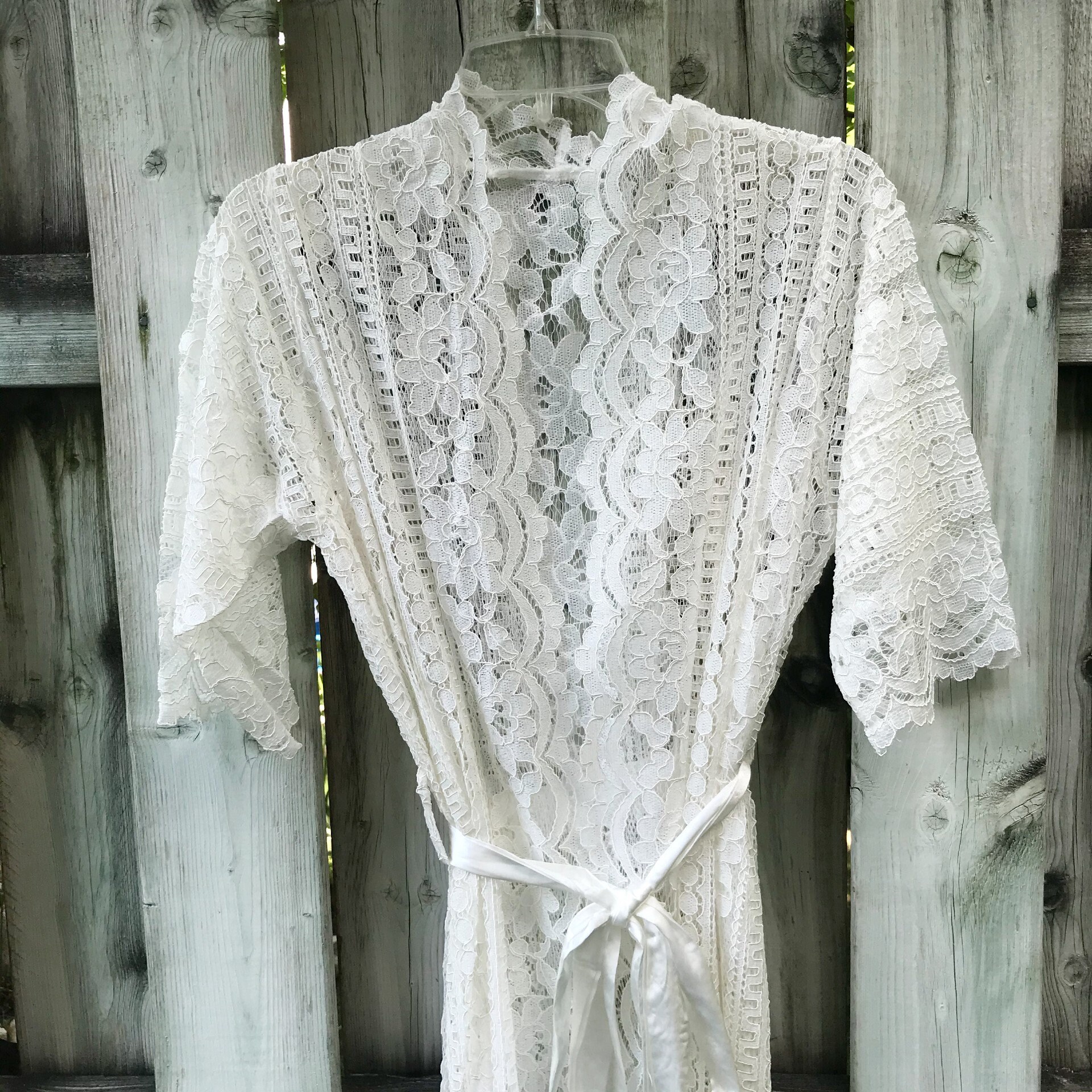 white lace robe