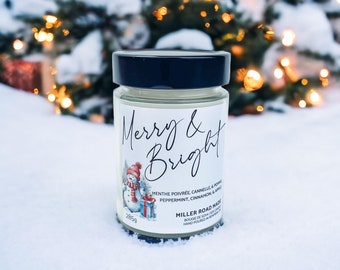 MERRY & BRIGHT - Soy Candle | Small Batch soy wax candle, Christmas candle, peppermint, cinnamon, apple scented winter candle