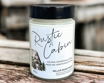 RUSTIC CABIN - Soy Candle | Small Batch soy wax candle, honeysuckle musk scented candle, fresh outdoors candle for fall, fall fragrance