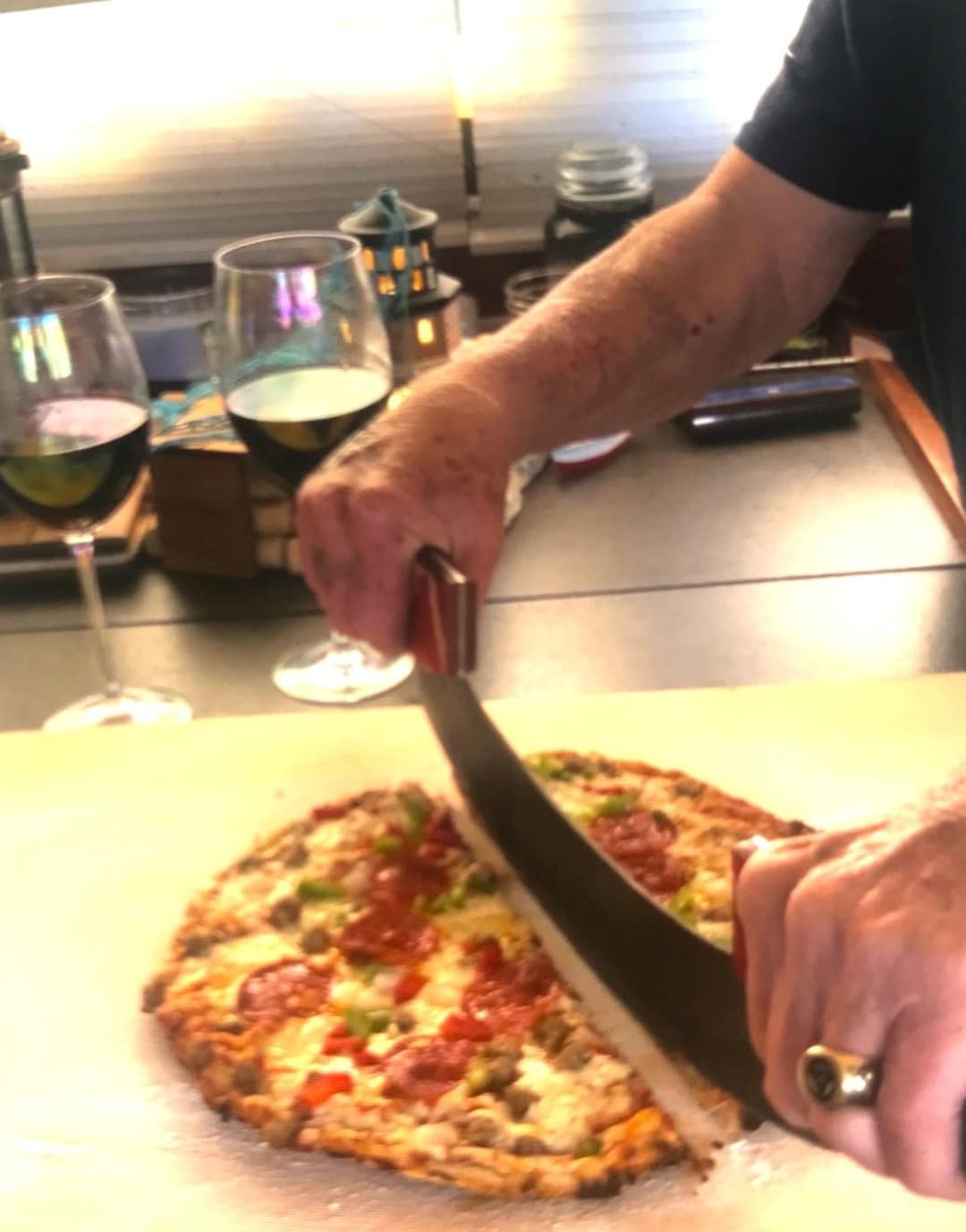Hand Forged Damascus Steel Pizza Cutter, Rocking Slicer - Etsy