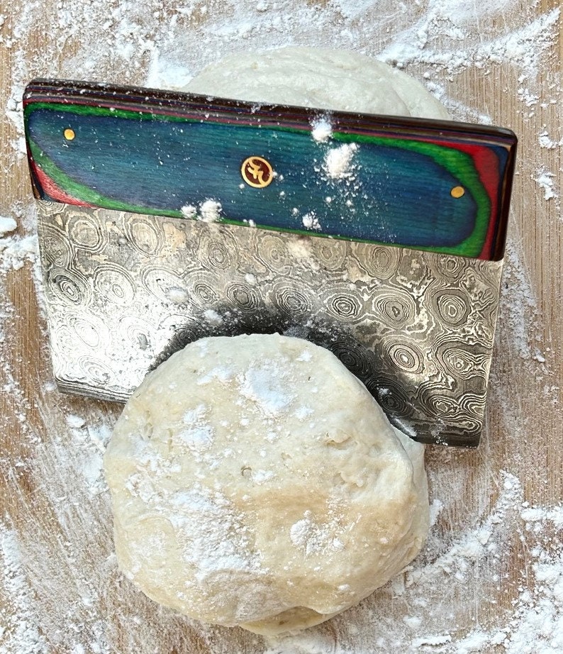 Hand Forged, Damascus Steel, Dough Cutter, Scraper, Chopper, Chef Tool ...