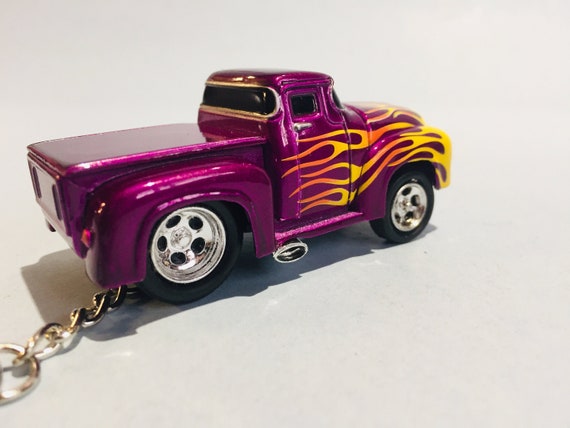 1956 Ford Pickup Car Toon Style Body Novelty Keychain Made From 164 Scale Die Cast Model Truck