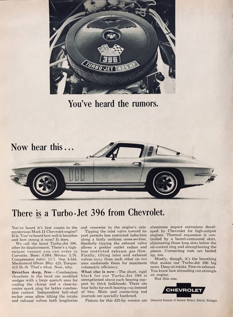 1965 Chevrolet Corvette 396 Original car advertisement