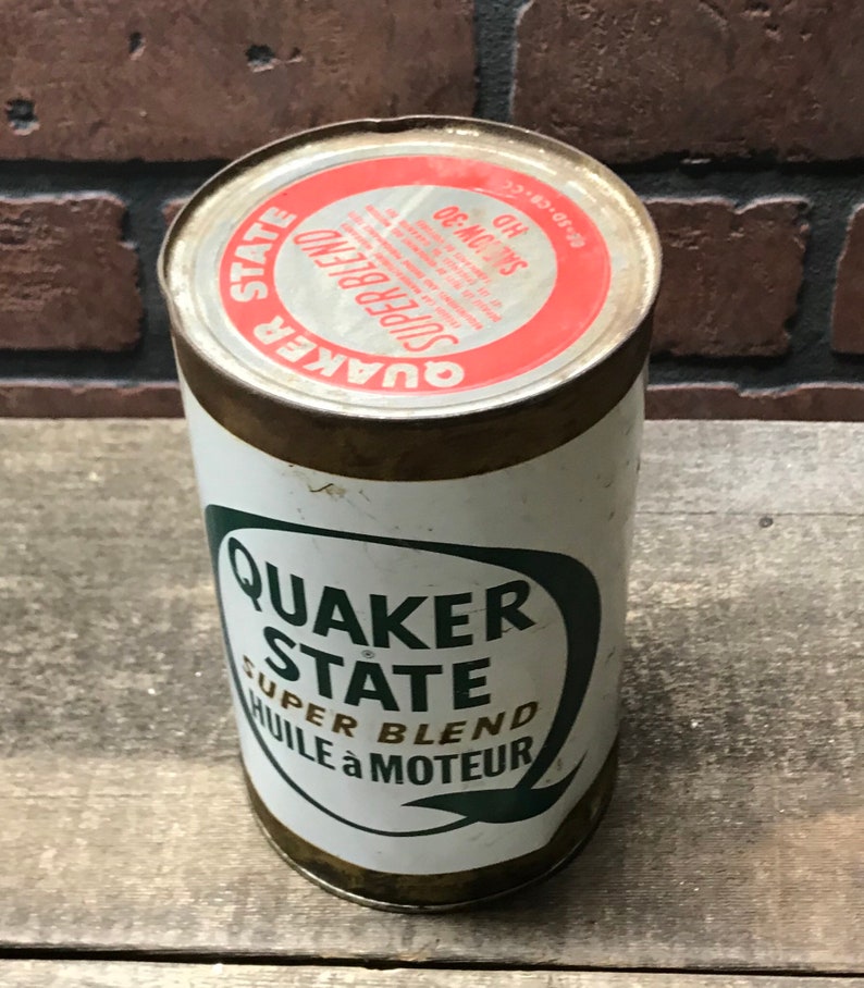 Vintage Quaker State 1 Quart Oil Canvintage Petrolianaquaker Etsy