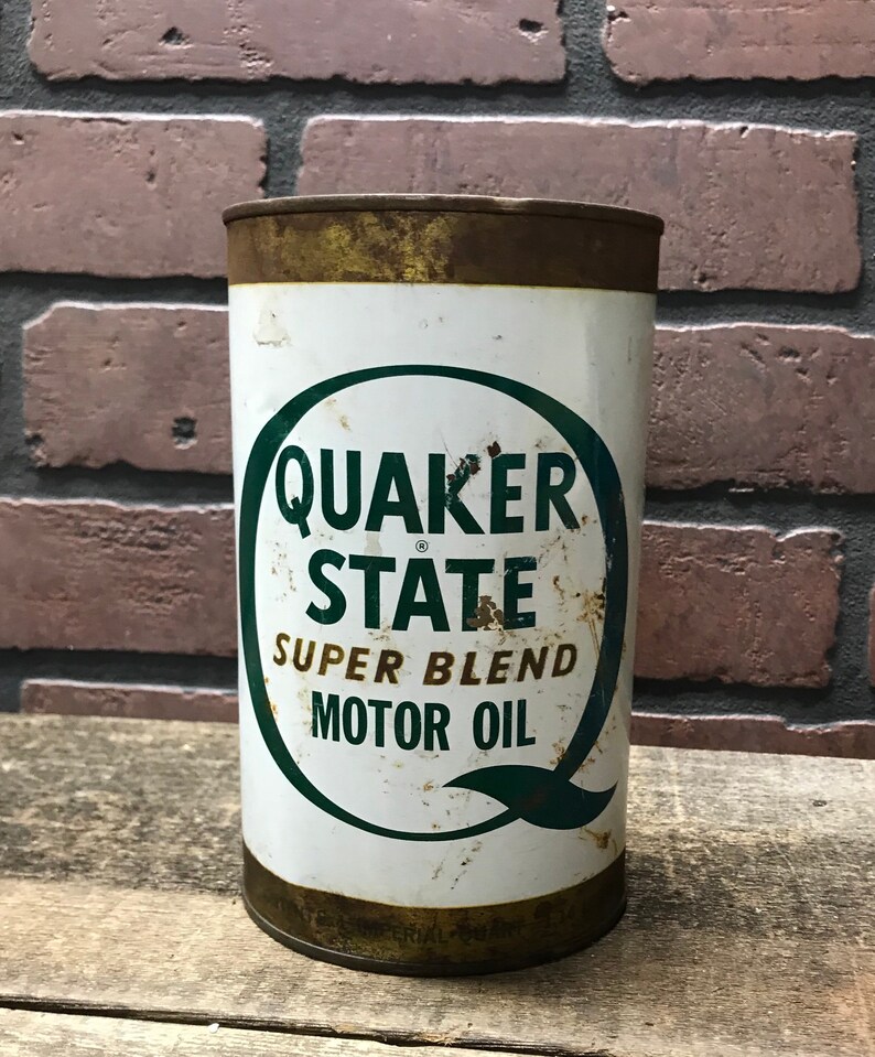 Vintage Quaker State 1 Quart Oil Canvintage PetrolianaQuaker Etsy