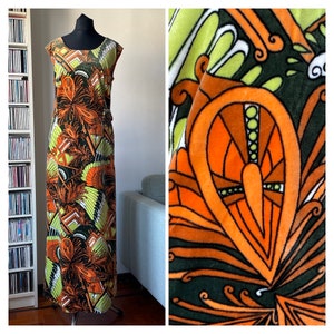 Vintage 70s Multicoloured Velvet Sleeveless Maxi Dress