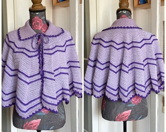 Vintage 70s/80s Handmade Collared Lilac Wool Cape