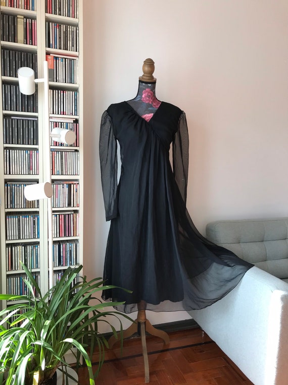 vintage organza dress Vintage 1950s Style Modest Organza Prom Dress