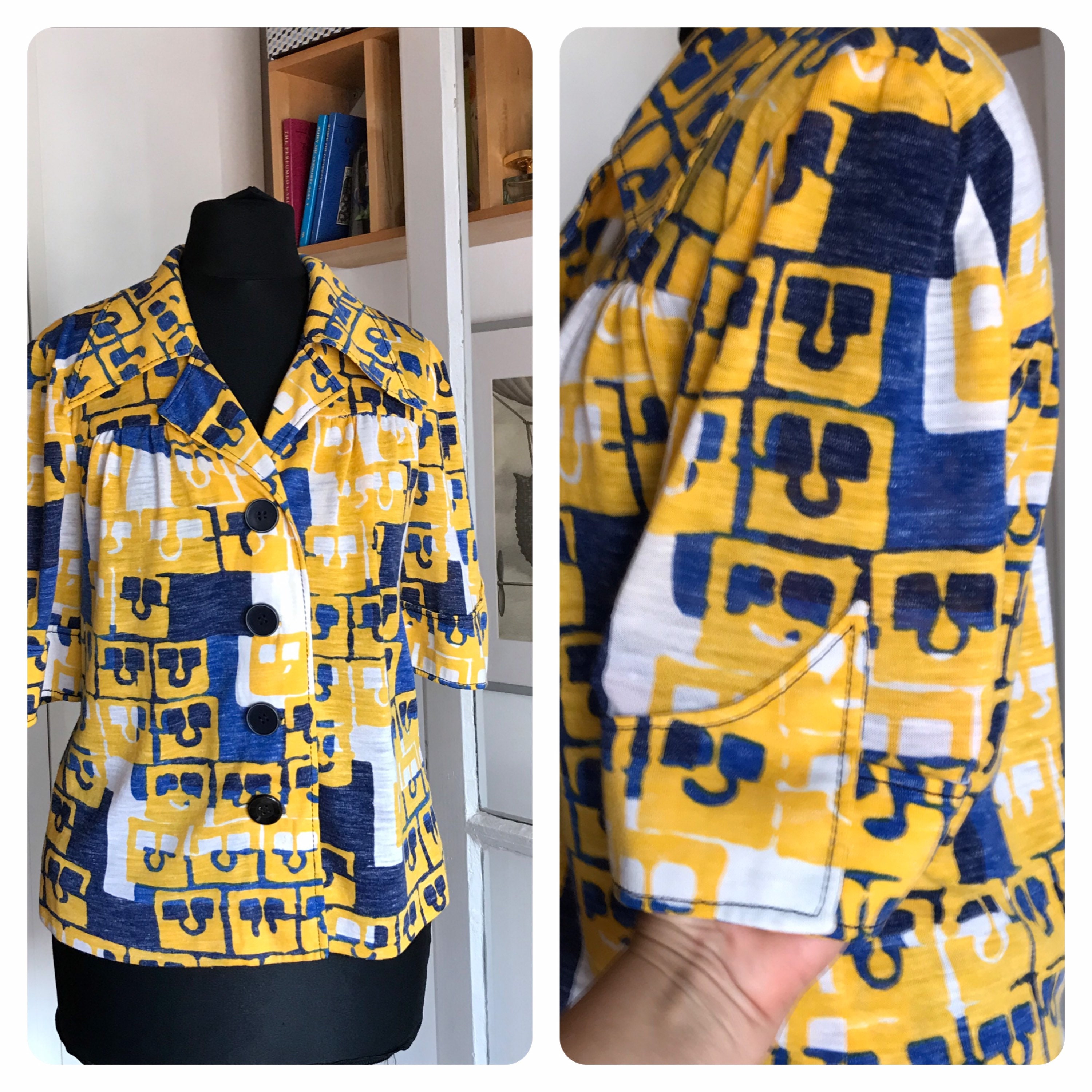 70年代ヴィンテージ幾何学模様ジャージー半袖シャツ - Etsy 日本