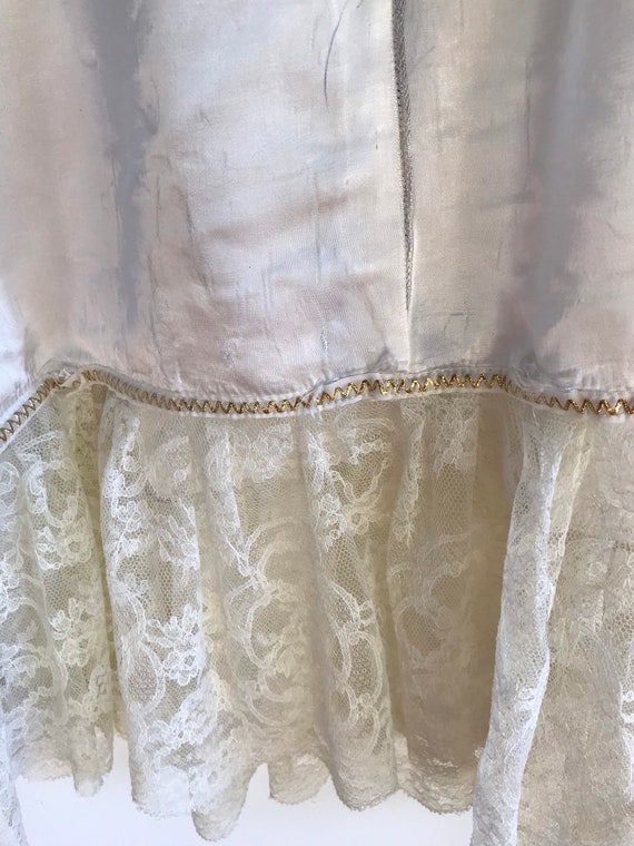 Rare Vintage 1940s Ivory Silk Satin Lace Slip Dre… - image 5