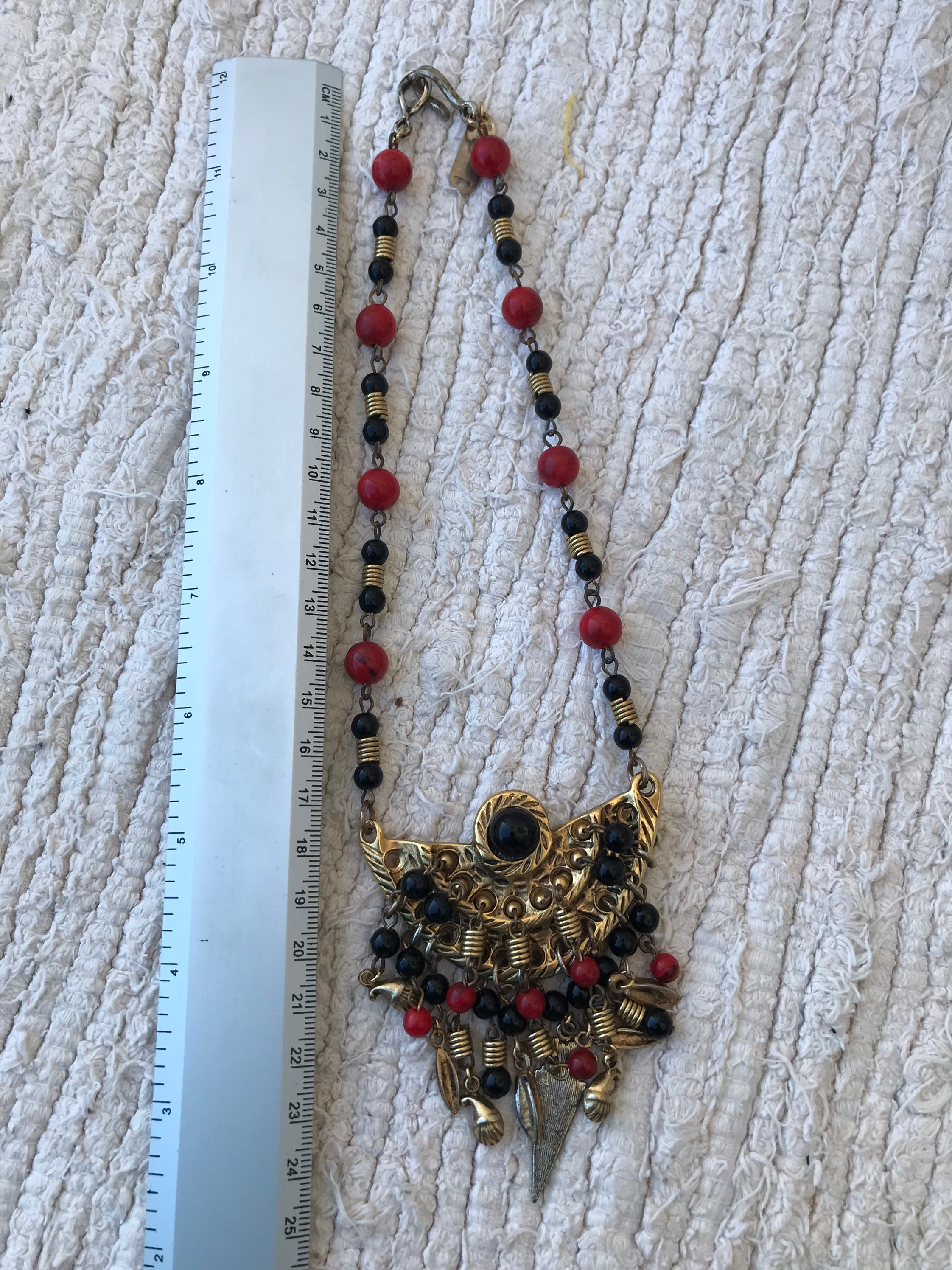 Collier Ras Du Cou Vintage Années 80 - Métal étamé Et Cuir - Longueur 40 Cm
